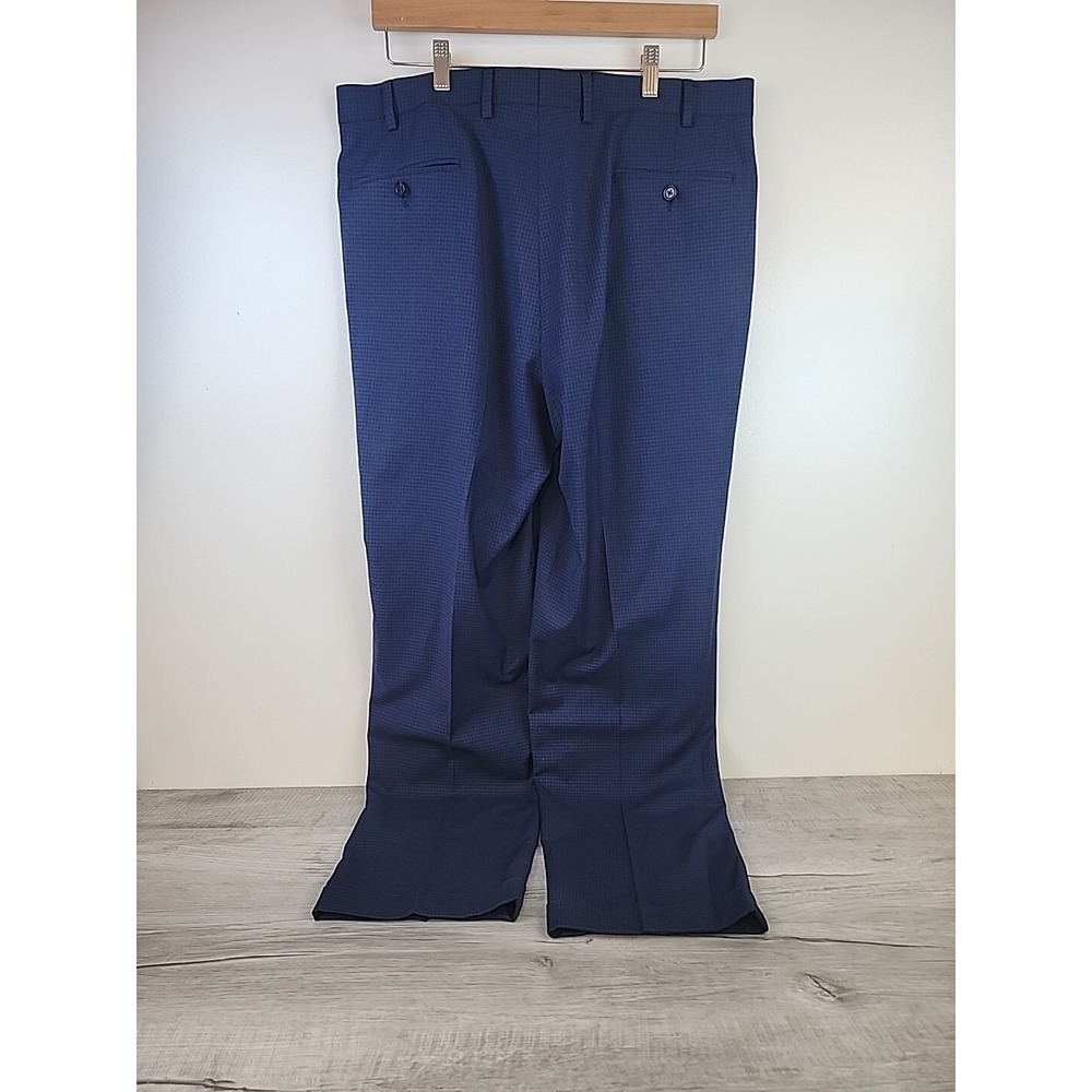 Ralph Lauren Mens Blue Micro Check Pleated Dress Pants 36 x 32 Stretch Trousers - Picture 5 of 13